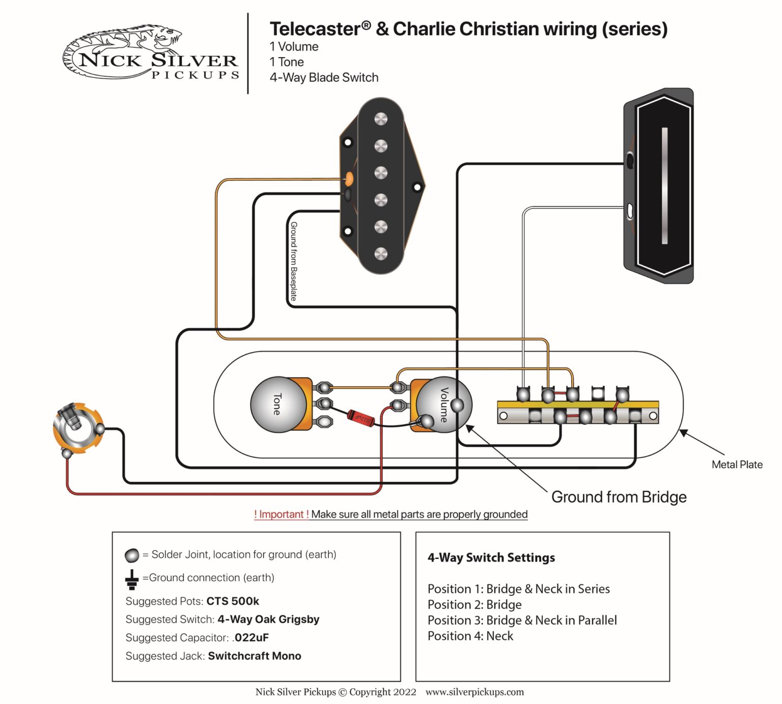 Tele Charlie V T Way Series Nick Silver Pickups